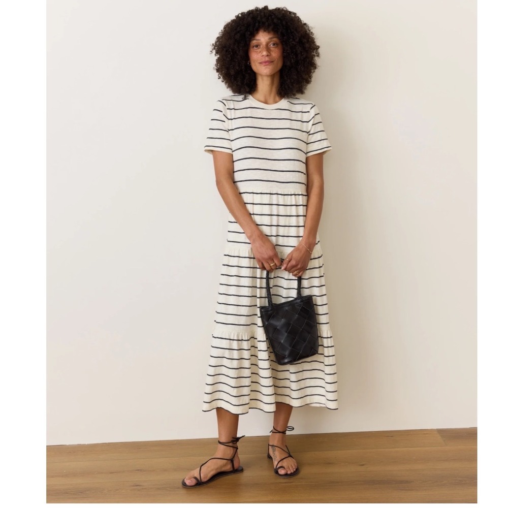 Marine Layer Sadie Vintage Striped Midi Dress Medium Coastal Casual Soft Knit M